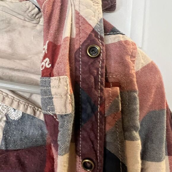 Scotch Shrunk Long Sleeve Removable Hood Button Up Plaid Sz 8 - Picture 7 of 13